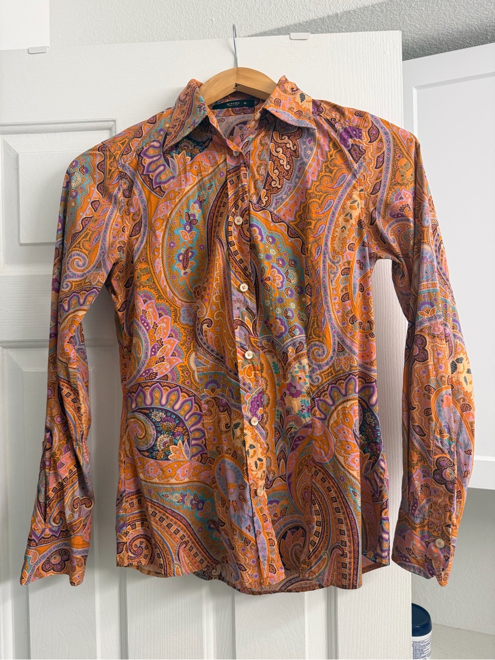 Etro Multicolor Orange Paisley Button-Down Shirt - Picture 4 of 6
